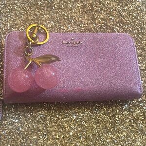 Kate Spade up cycling project wallet Pink Keychain Cherry’s.🚨